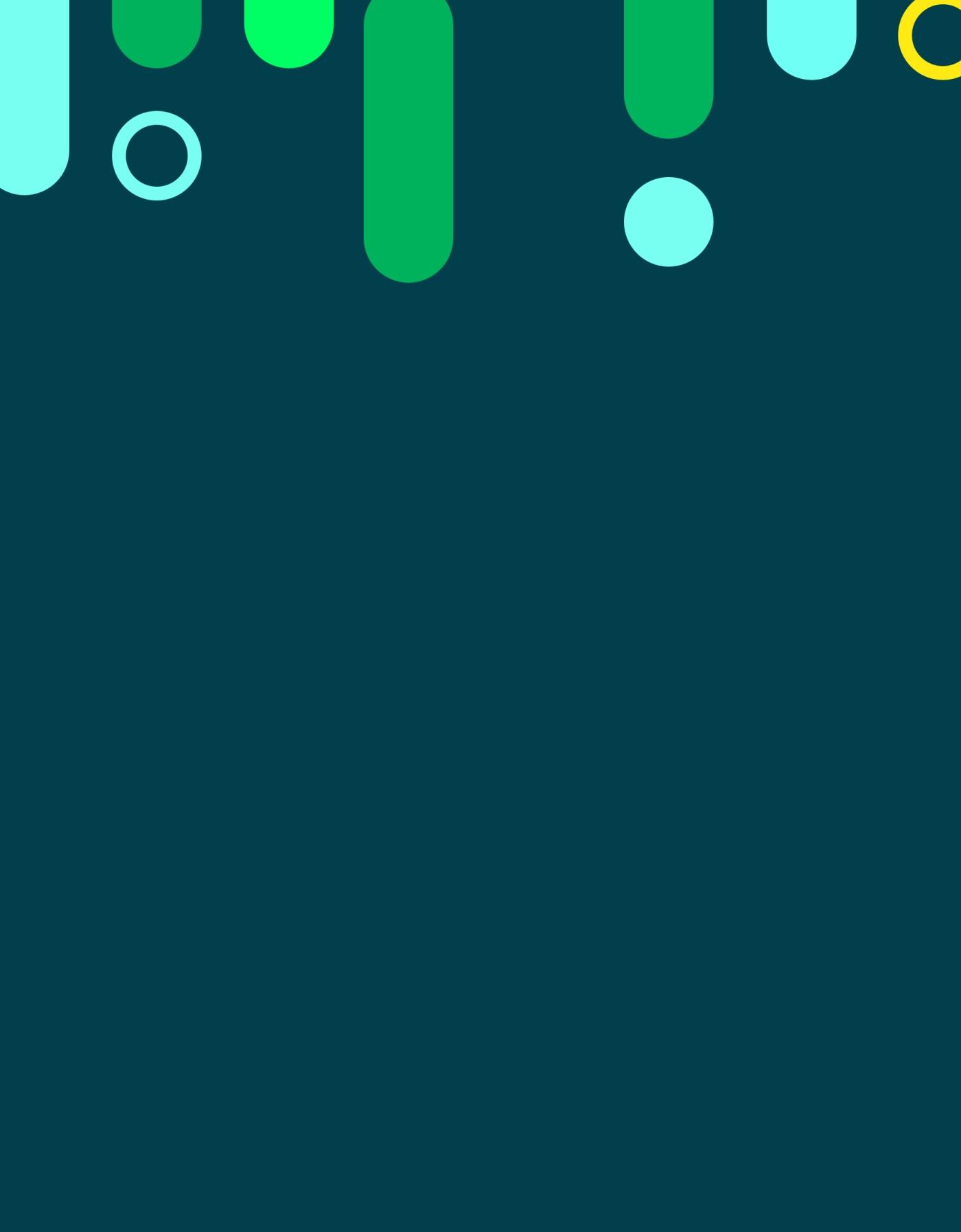 teal banner with neon green, cyan and yellow pills and circles that feel digital